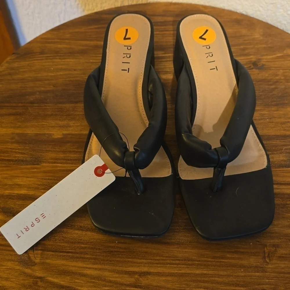 Esprit| Womens Black Square Toe Slip On Heel  Slides Careerwear Thongs Sz.8.5 - Picture 2 of 11